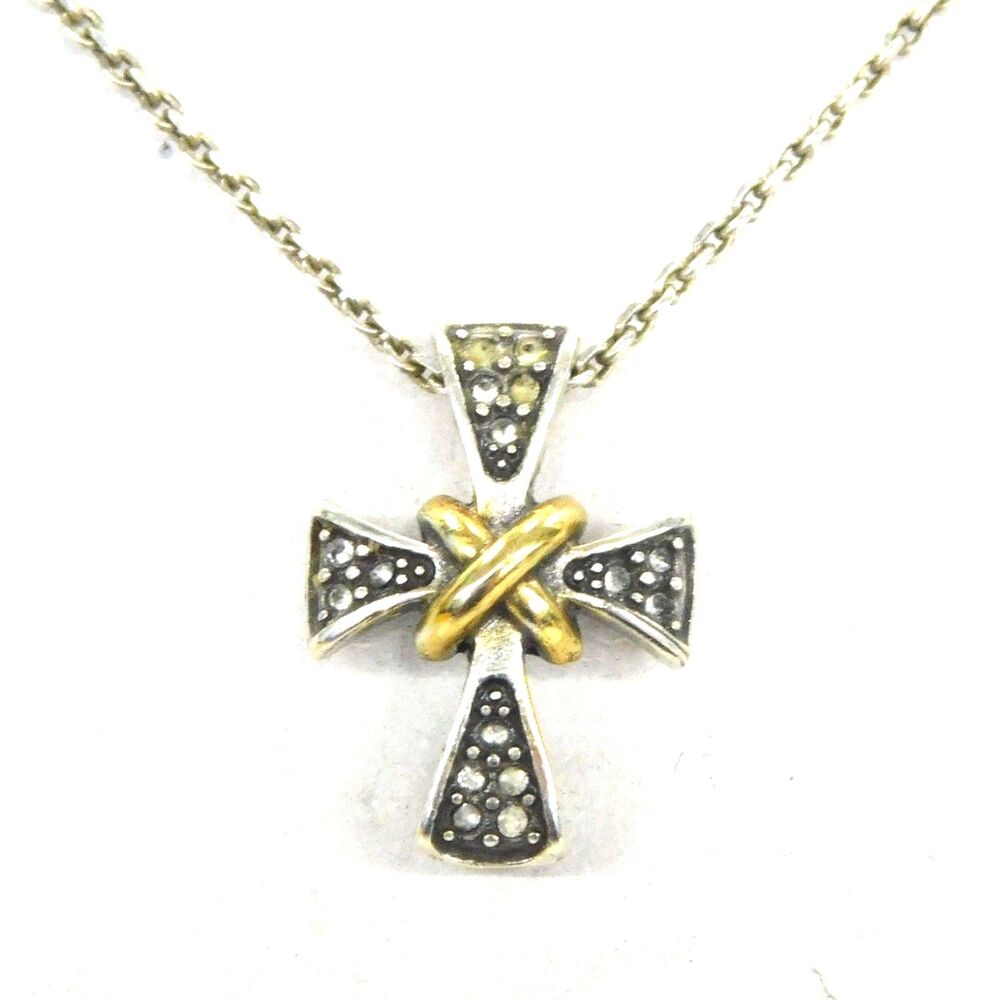 Brighton Meridian 2-Tone Mini Cross Necklace